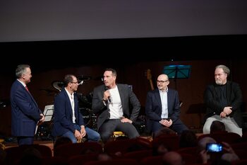 Da sinistra: Raffaele Donini, Davide Cassani, Fabio Scozzoli, Loris Pironi, Gustavo Savino