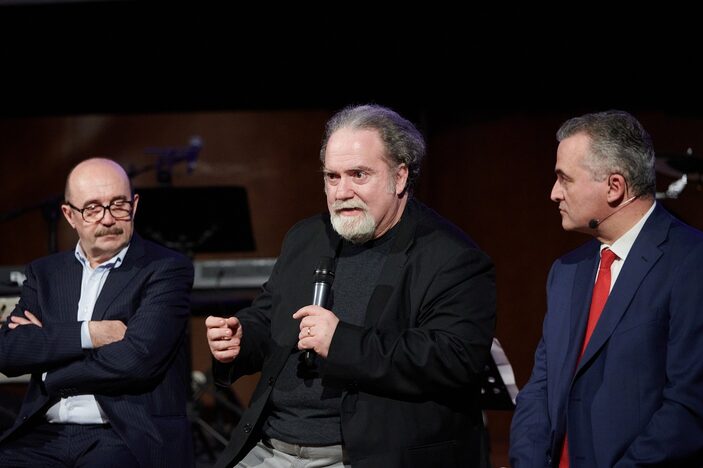 Da sinistra: Loris Pironi - UNIBO. Gustavo Savino, Centro Regionale Antidoping ER. Raffaele Donini, Assessore Politiche per la Salute ER